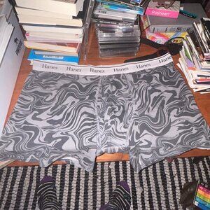 Hanes 2XL Retro Grey Tie-Dye Psychadellic Print Boxer Briefs NEW